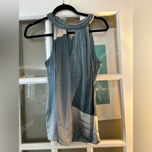 Elie Tahari Silk Stretch Sleeveless Top with Braided Neckline size small